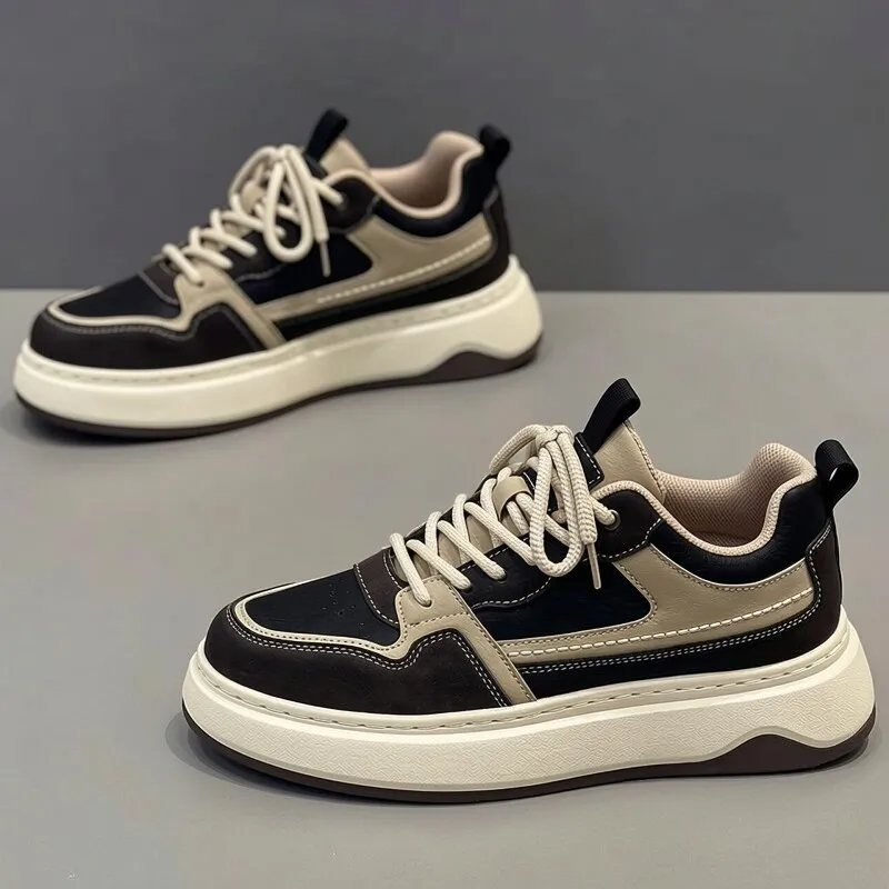 

Men's Retro Sporty Casual Shoes Thick Bottom Black Trendy Shoes Spring 2026 New Model Youth Adjustable Lace-Up Waterproof Rub...