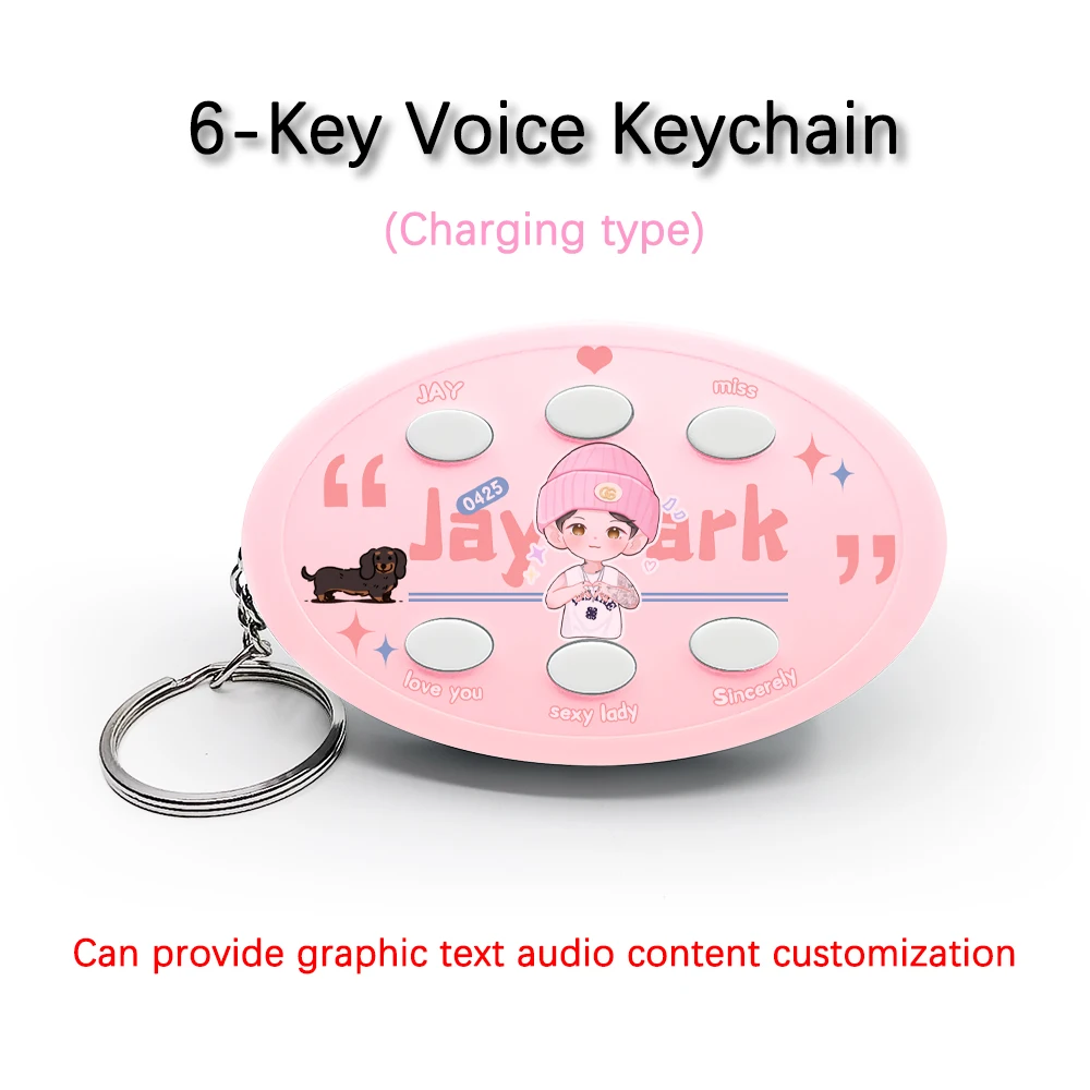 

Creative Voice Keyring Korean Singer Jay Park 박재범 6-Key Audio Picture Customization Rechargeable Cycle Use Keychain Pendant Gift