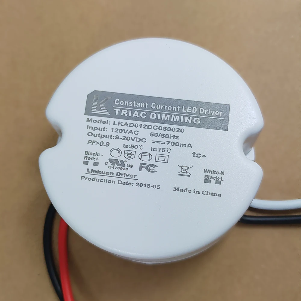 110V 15W Dimmable LED Driver 600mA High Performance Round Power Adaptor Thermal Paste 120V UL for Ceiling Mounted Lamp Spotlight