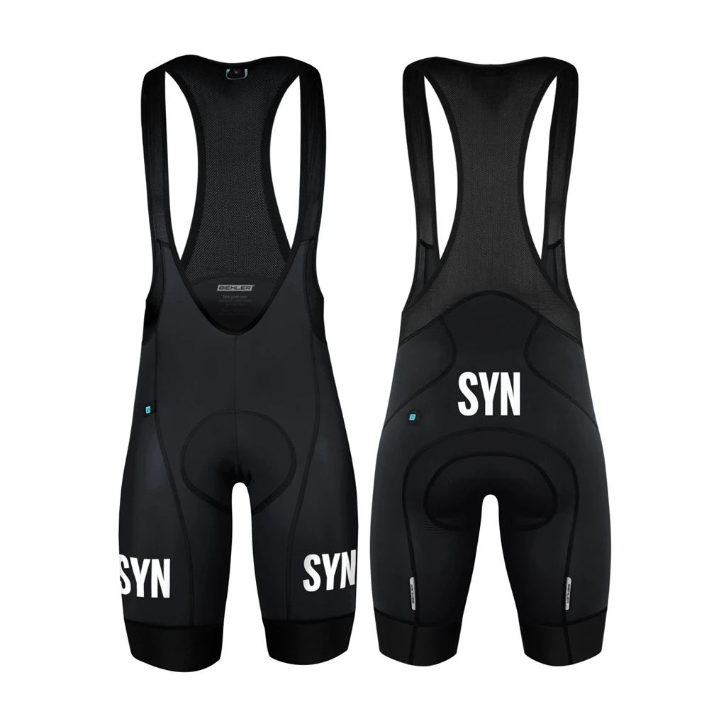 Schwarz-rot-braune SYN Unisex-Trägerhose für Rennradfahren, stoßdämpfendes und atmungsaktives Sitzpolster, Herren-Rad-Trägerhose