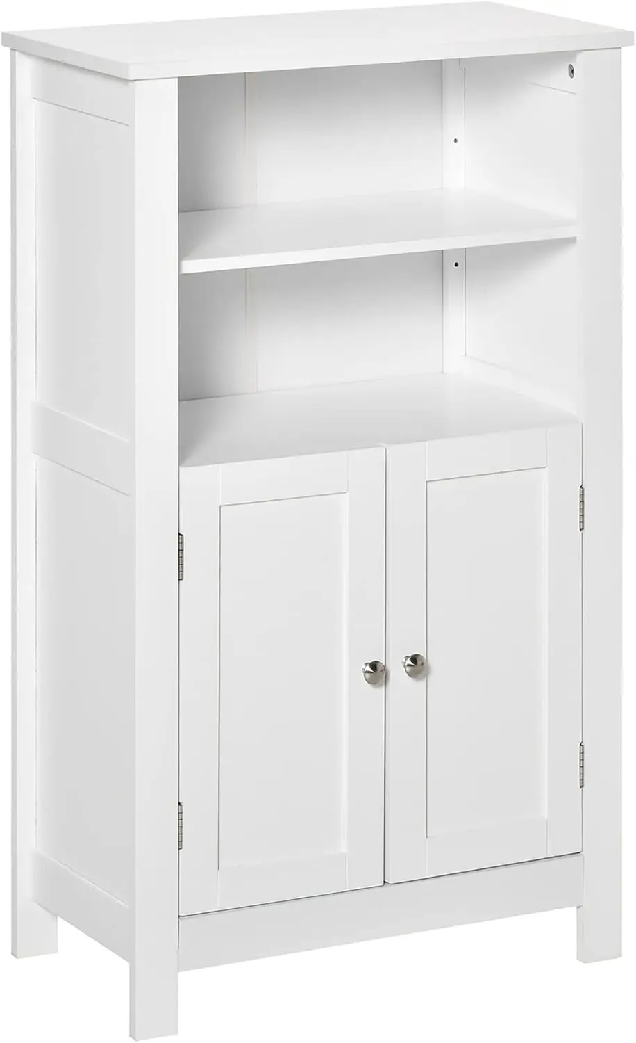 

Bathroom Floor Cabinet, Freestanding Bathroom Cabinet with 2 Open Shelves, Double Doors and Adjustable Shelves, Wooden Cabinet