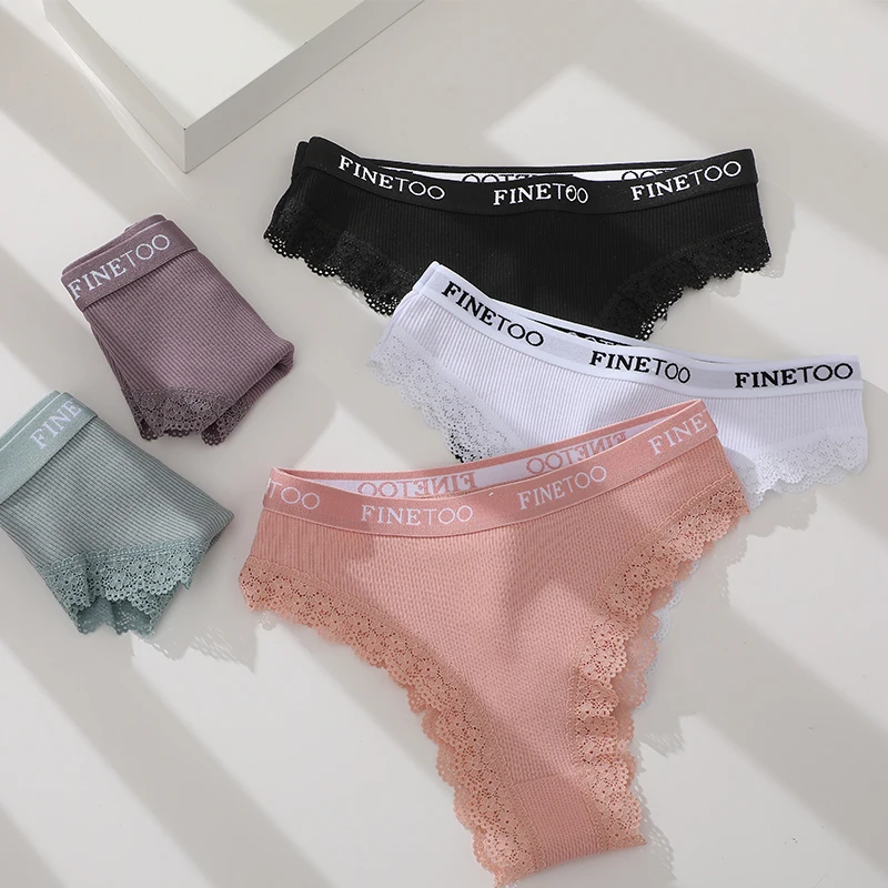 Finetoo 3Pcs/Set Summer Low-Rise Waist Panties Sexy Solid Color Cozy Women G-string Panties Hollow-out Breathable Lady Underwear