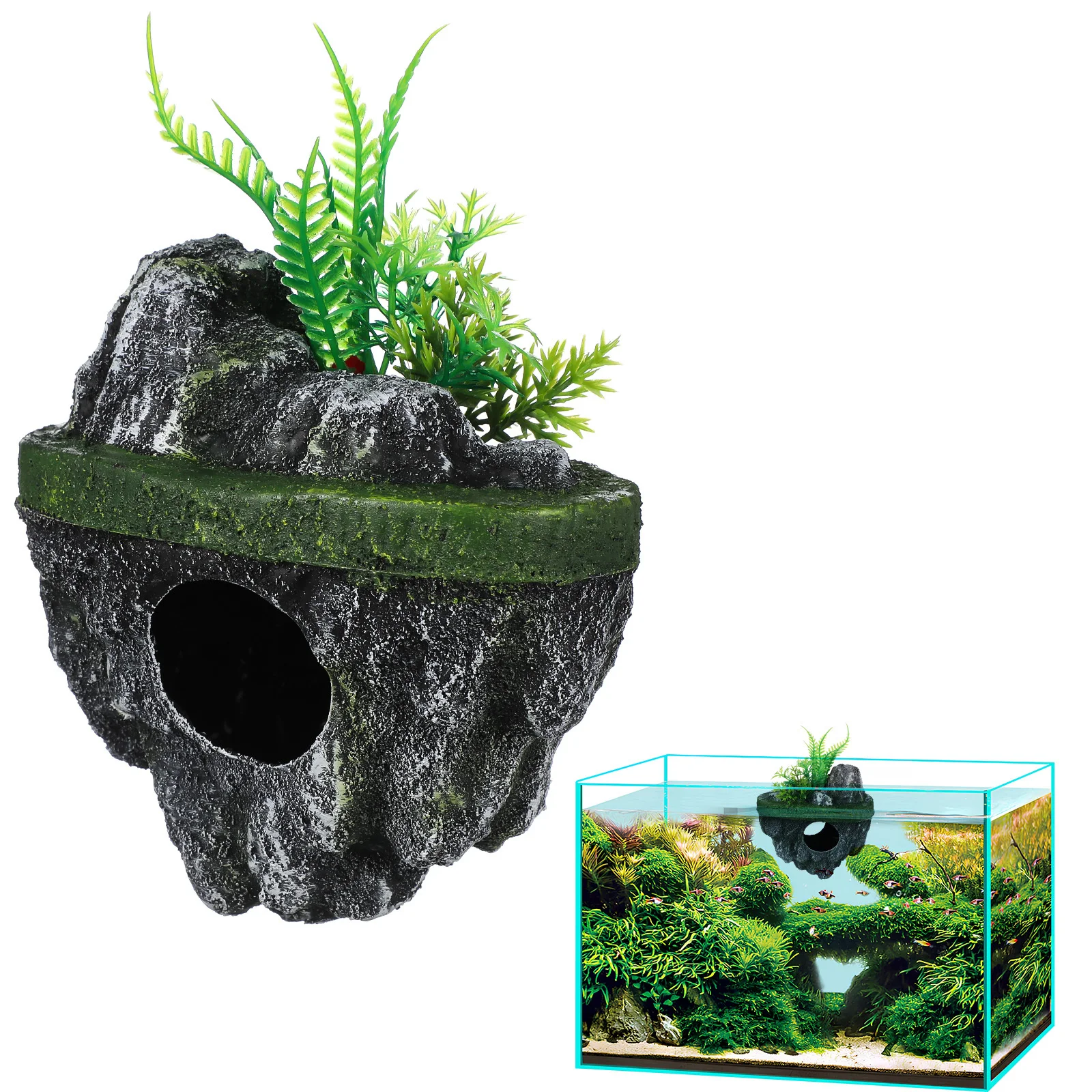 

Floating Stone Aquarium Decoration Realistic Rock Fish Tank Ornament Hideaway Shelter Decor Fish Tank Ornaments