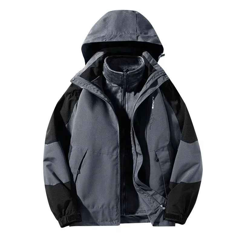 

New Streetwear 5XL Men Women Two-pieces Sets 3 in 1 Thicken Outwear Parkas Outdoor Parkas Hooded Casual Parka Women Fashion