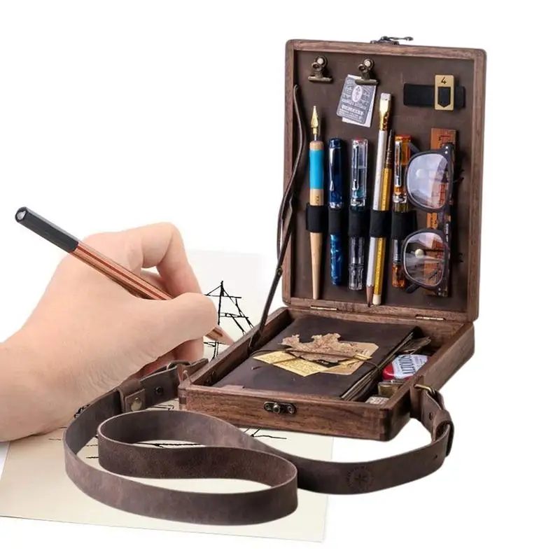 Writers Messenger Wood Box Artist Tool And Brush Storage Box Outdoor Sketching Painting Tool Storage Box Handbags