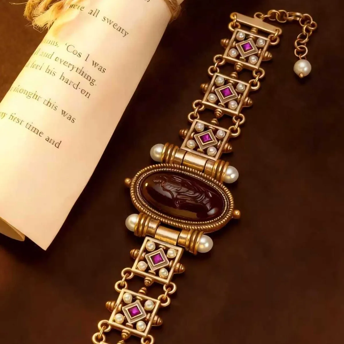 

Винтажный браслет с тиснением, в стиле ретро, с текстурой под тяжелую промышленность, ручной работы, с эффектом состаривания, инкрустированный жемчугом и бриллиантами.