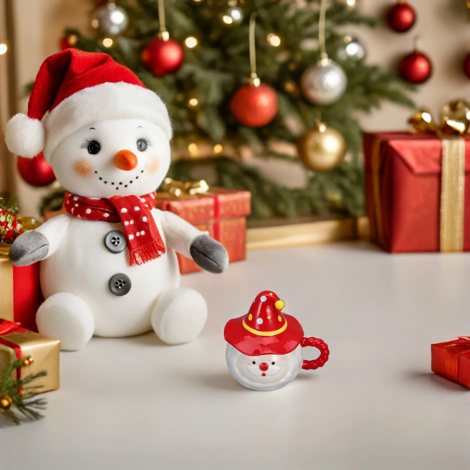 

Christmas Santa Claus Ceramic Coffee Mug Red Hand Painted Lid Hot Cocoa Office Use Christmas Santa Claus Mug Ceramic Coffee Cup