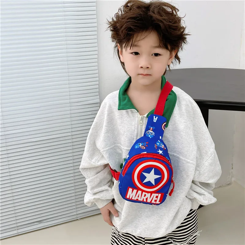 Marvel Superhero Children Cartoon Chest Pack Shoulder Bag Anime Iron Man Superman Figure Boy Girl Outdoor Travel Coin Purse