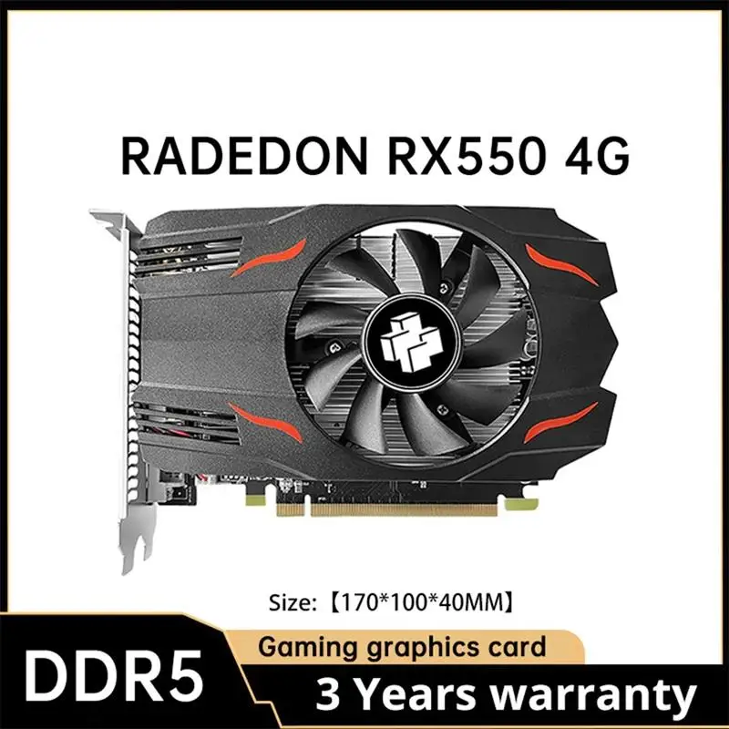 

Top AMD GPU Radeon RX 550 4G GPU GDDR5 14nm Computer PC Gaming Video HDMI-compatible DP DVI 128Bit Graphics Card