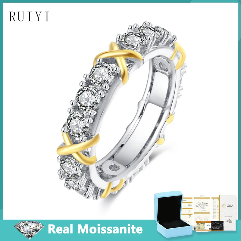 

Trendy 1.5cttw Moissanite Row Rings For Women Men S925 Sterling Silver Lab Diamond Wedding Band Party Jewelry Anniversary Gifts