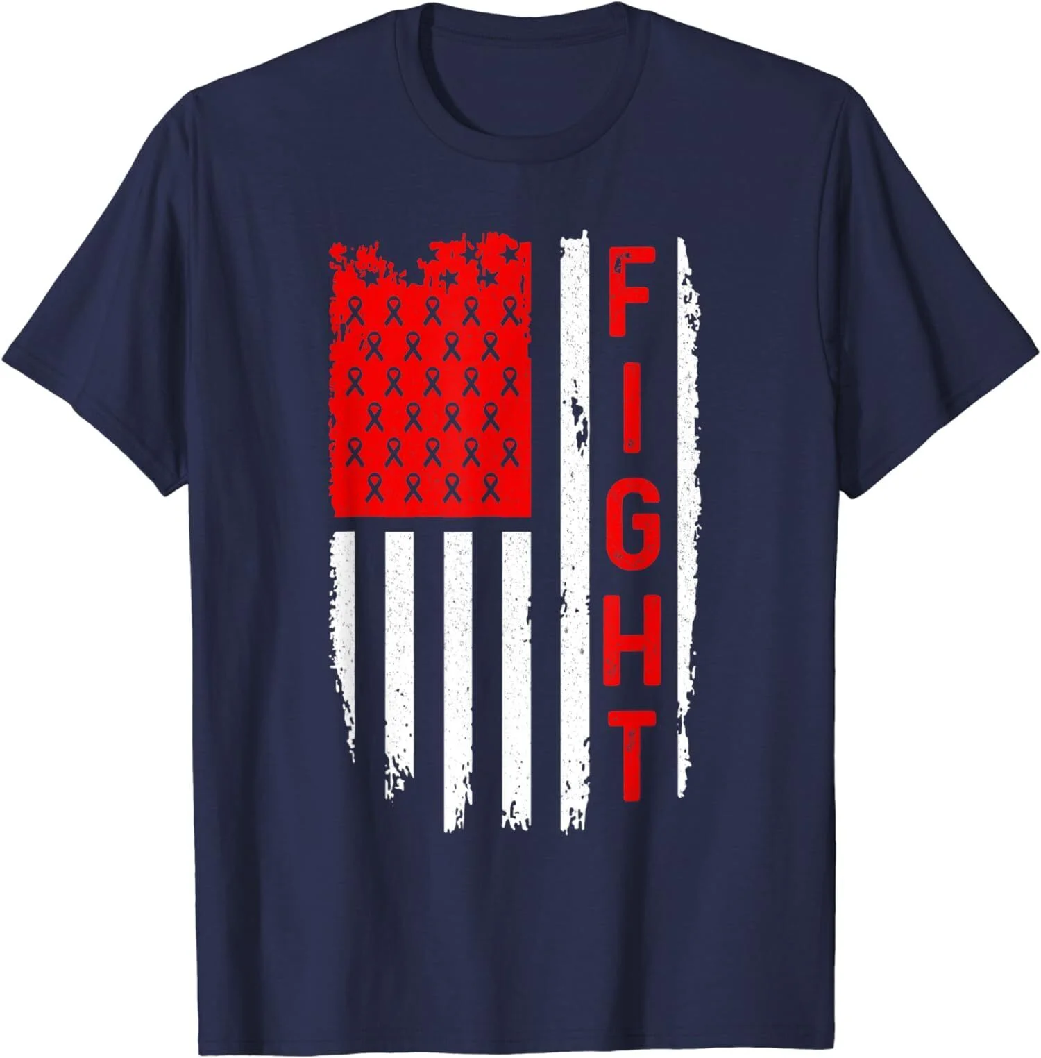 Stroke Awareness Month Red Ribbon American Flag Unisex T-Shirt