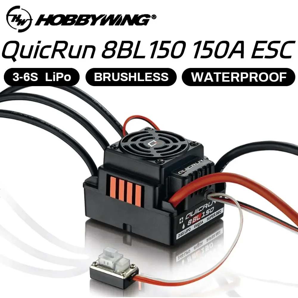 

HOBBYWING QuicRun WP-8BL150 150A Waterproof Brushless ESC for 1/10 1/8 RC Electric Remote Control Model Car Buggy Accessories
