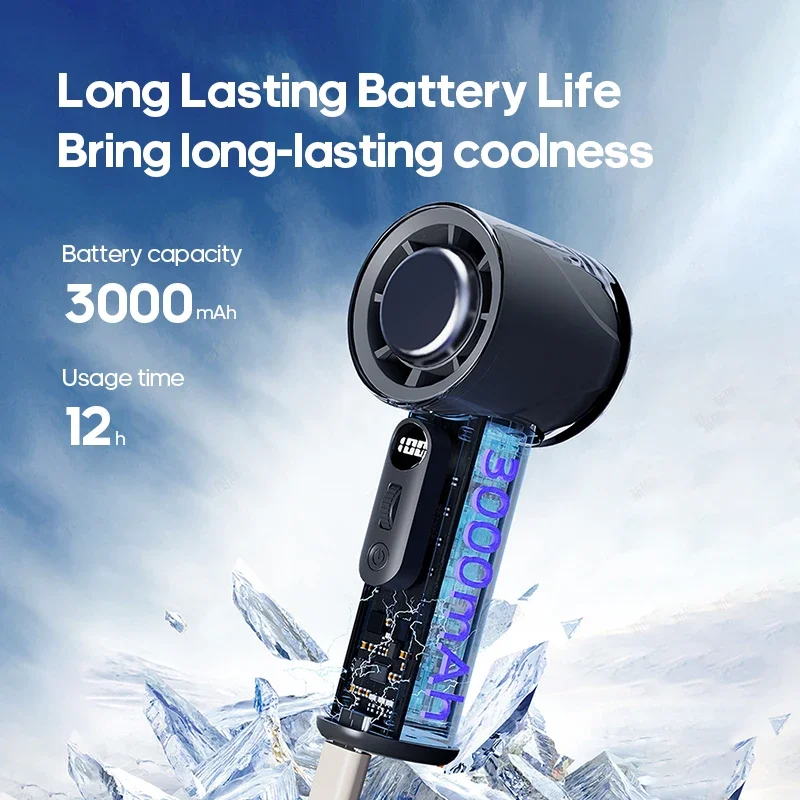 Outdoor New Portable Refrigeration Small Air Conditioner 100 Wind High-speed Mini Handheld Fan 3000mAh USB Outdoor Turbo Fan
