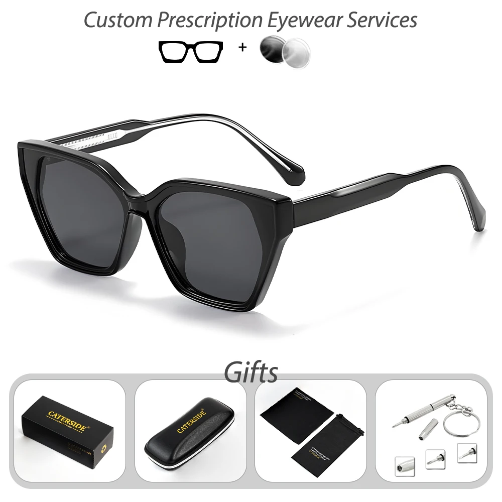 CATERSIDE Neue Damen-Sonnenbrille mit Katzenaugen-Design und quadratischem, dickem Rahmen, verschreibungspflichtige Sonnenbrille für Herren, Myopie- und Hyperopie-Brille – Detail 10
