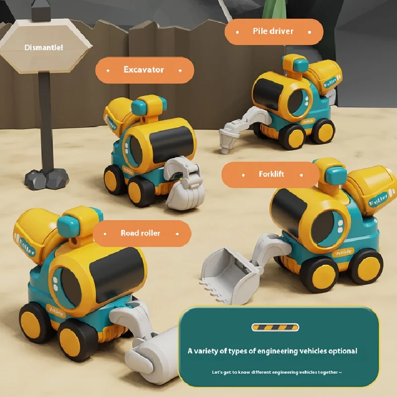 Tik Tok Boom Children'S Press Inertial Pull Back Engineering Car Sliding Boy Excavator Digging Car Model Toy Christmas Gift