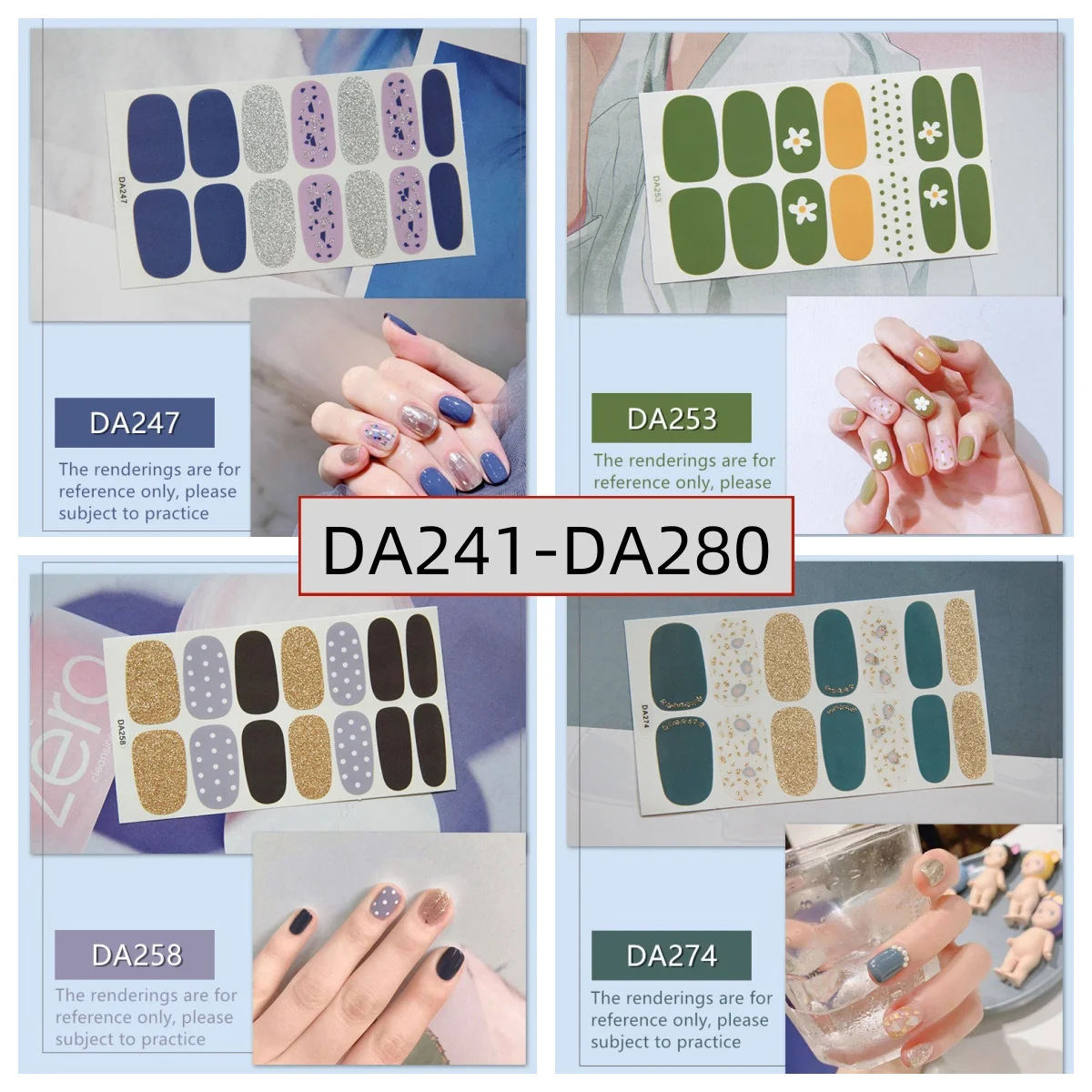 Nail Manicure Stickers Detachable Fake Nail Wraps Fingernail Art Decoration Tips Wearable Nail Polish Decals Fake Nails Patch