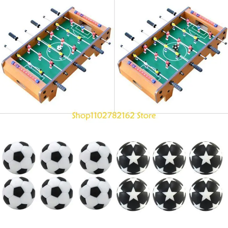 547B 6pcs 32mm Table Soccer Foosball Fussball Football Replacement Mini Black & White