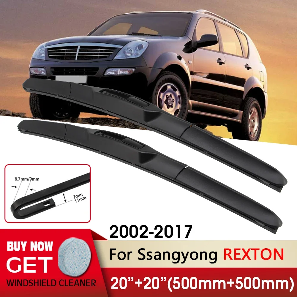 

Car Wiper Front Wiper Blade 20"+20" For Ssangyong REXTON 2002-2017 Fit U Hook Arm Windshield Windscreen Front Window