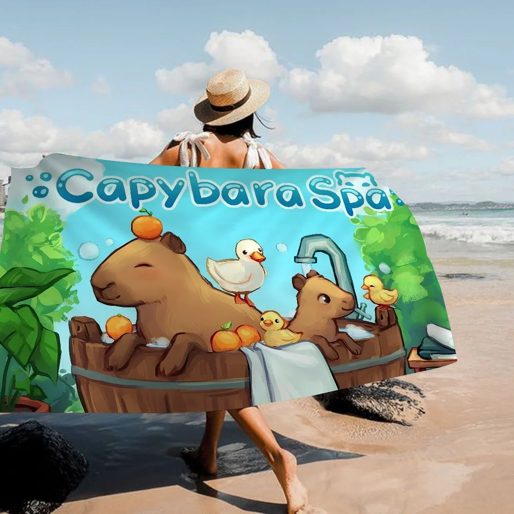 Cartoon Capybara Big Microfiber Beach Towels Quick Dry Towel Sand Beach Towels Pool Towel for Travel Swim Pool Yoga