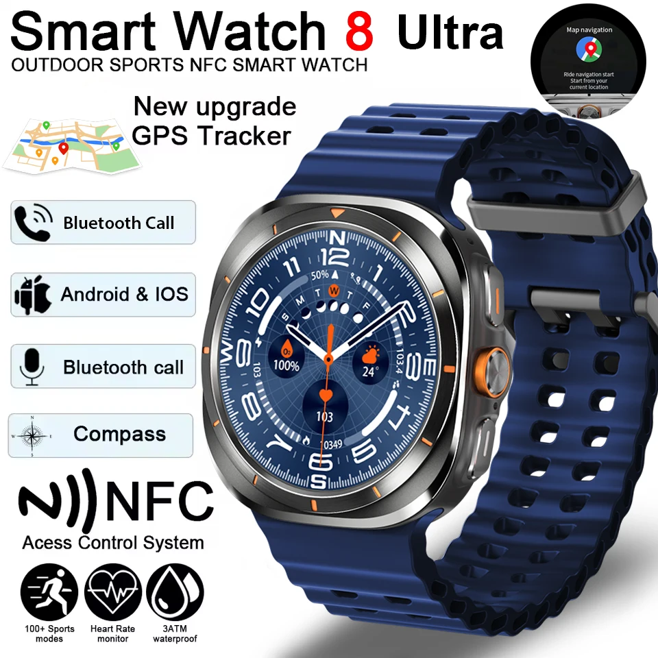 

New Watches 7 Ultra GPS Tracker Smartwatch For Man Woman Amoled Screen Heart Rate BT Call Sport IP68 Waterproof Smart Watch 2025