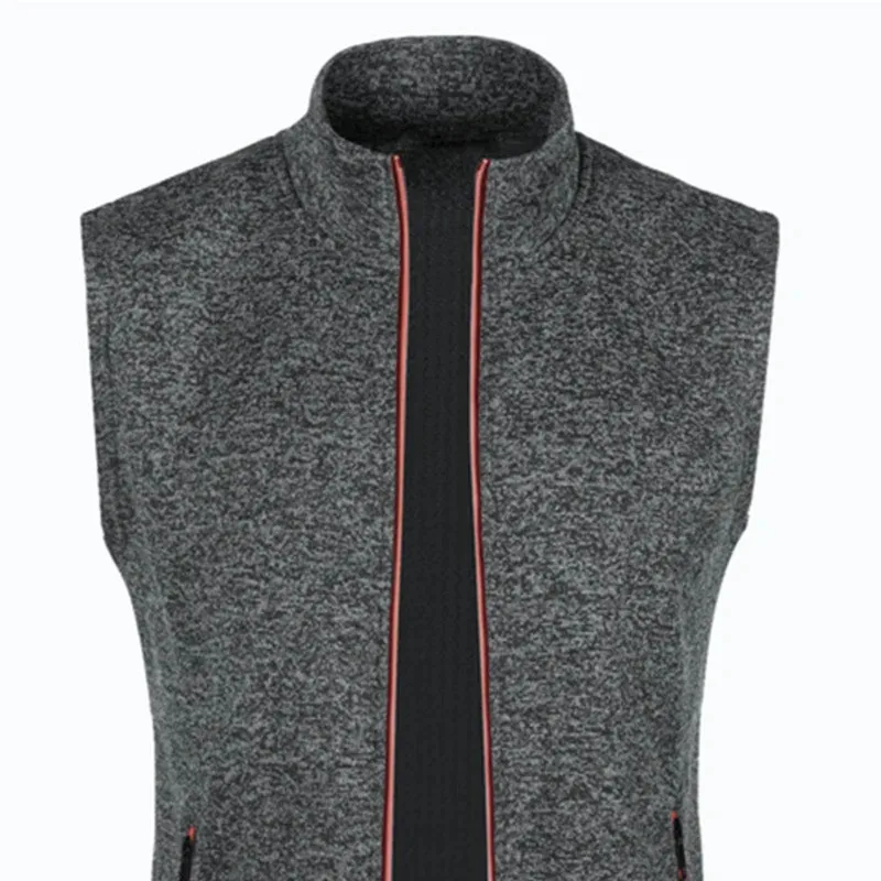 Autumn And Winter Men'S Knitted Velvet Fashion Casual Top Zipper Vest Sleeveless High Neck Fleece Solid Color Men'S Wear