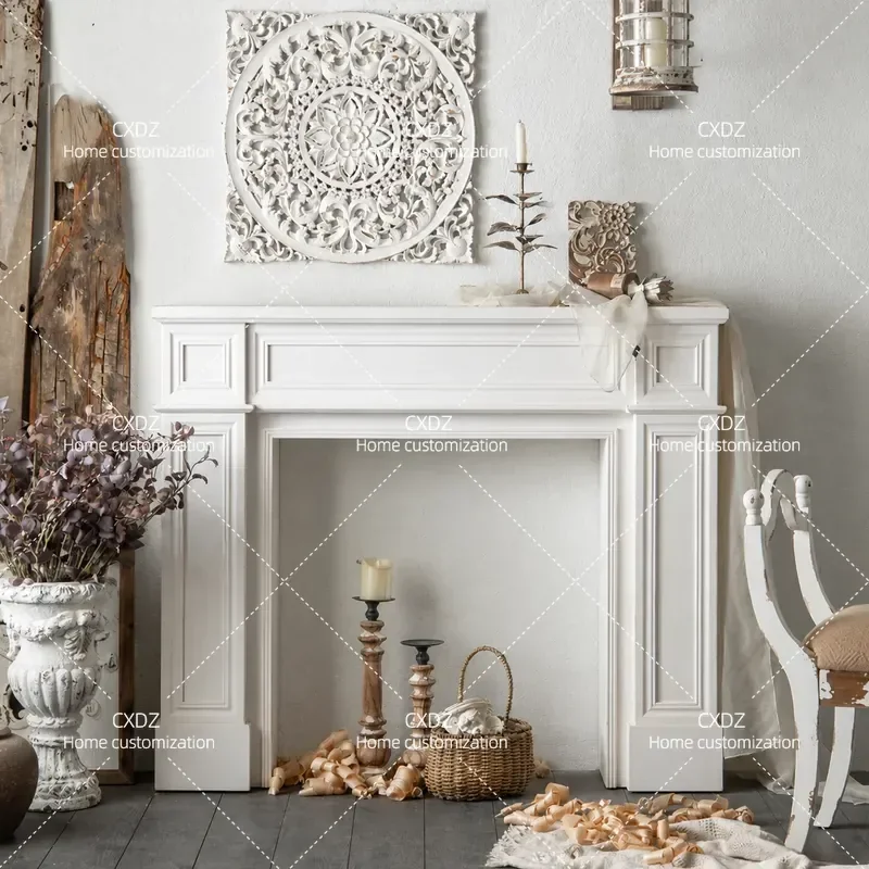 Idyllic log color retro fireplace rack wedding decoration photo props American old ultra-thin entrance rack