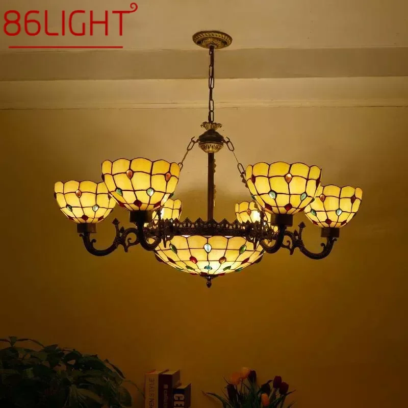 

86LIGHT Tiffany European Living Room PendantLamp Vintage Creative Color Glass restaurant Bedroom Hotel Chandelier