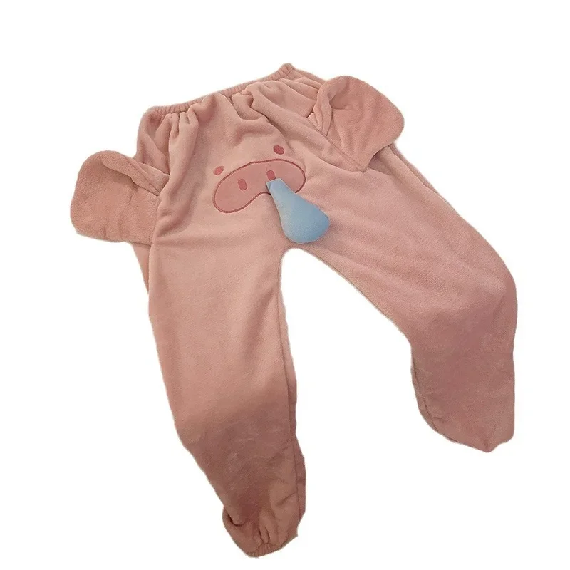 

Men's Fall and Winter Padded and Thickened Loose Casual Pants Warm Home Sleep Pants Cute Funny Elephant Couple Pants Swan Man