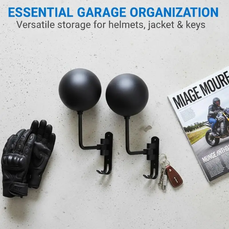 Multi Unctional Helmet Holder 180° Rotatable Motorcycle Helmet Moto Accessories Claw Hook Wall Mounted For Hanging Hat Jacket