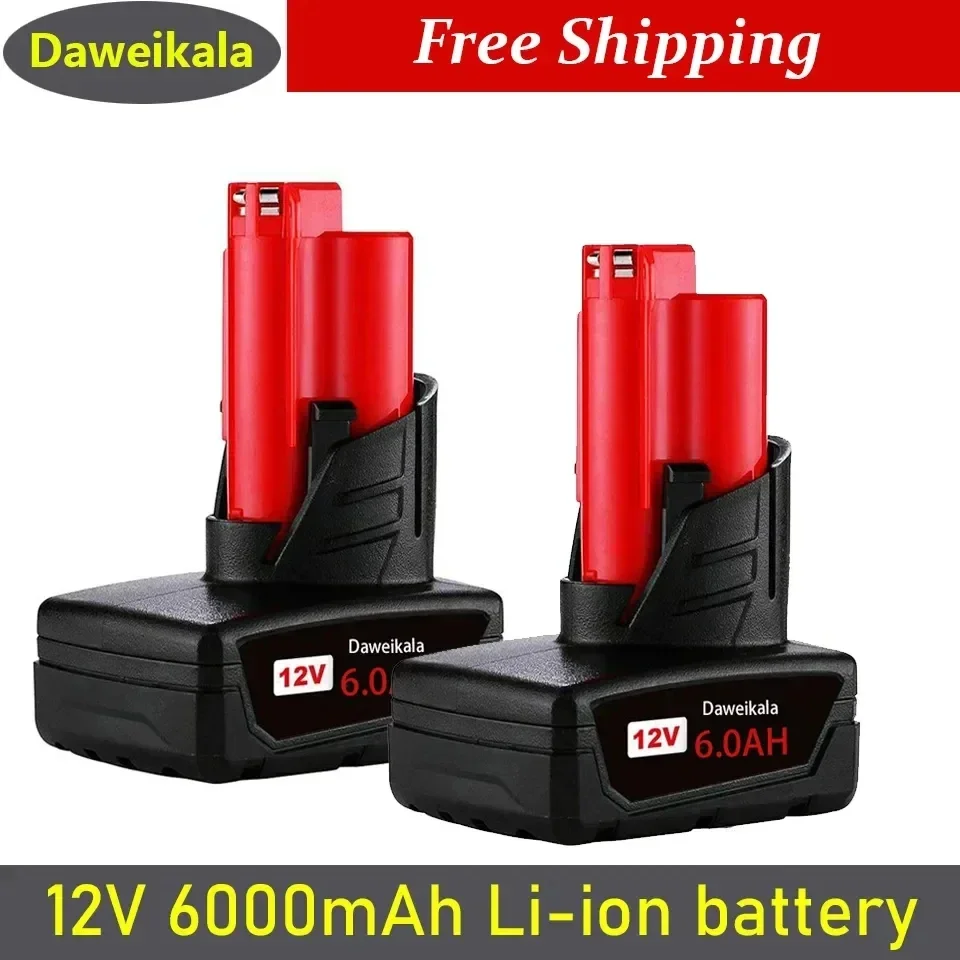 

TURPOW 12V 6000MAH Rechargeable Battery for Milwaukee M12 XC Cordless Tool 48-11-2402 48-11-2411 Battery 48-11-2401 MIL-12A-L