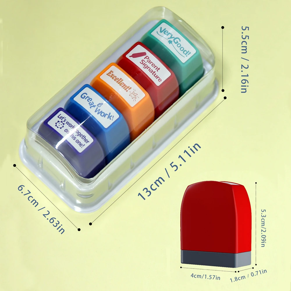 Teacher color stamp automatic inking Color stamp clear teacher with school families encourage children to bring storage tray Cla