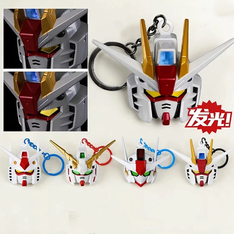 New SD RX-78-2 Luminous Head Keychain Desktop Ornament backpack charm PVC Model Collectible Anime Figure Trendy Toy Gift