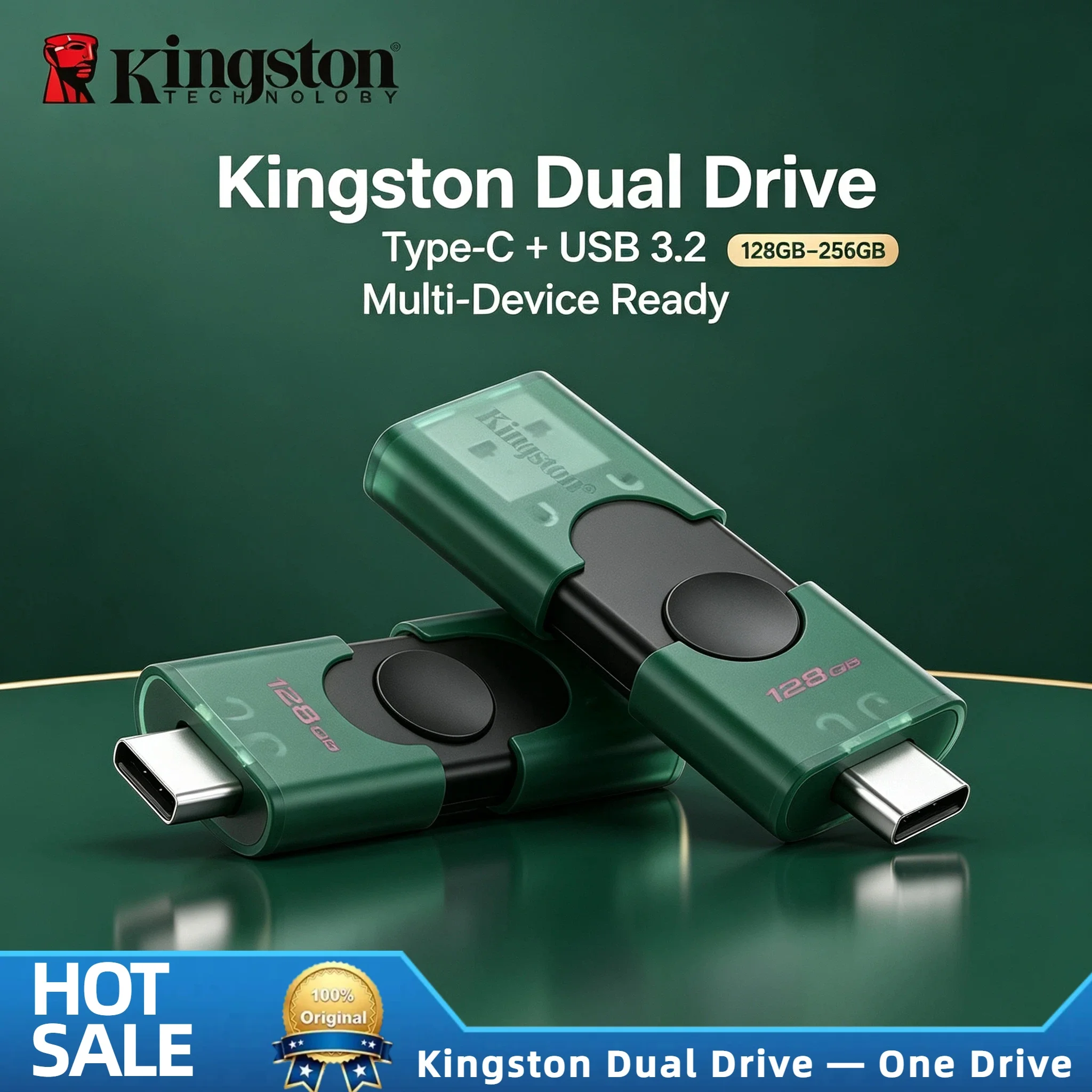 

Kingston 128GB 256GB DTDEG2 USB 3.2 Dual Type C A OTG Flash Drive Memory Stick for iPhone 15 16 Original U Disk Pro Max