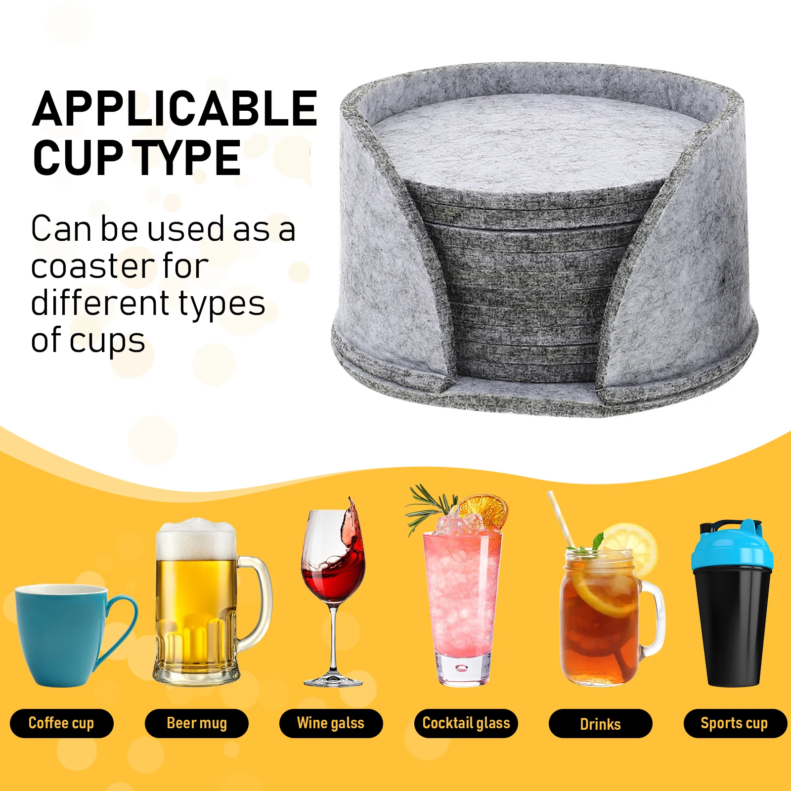 

20 Pcs Felt Set Round Drink Mats Reusable Heat Insulation Cup Mats Home Decor for Wedding Banquet Tableware Use