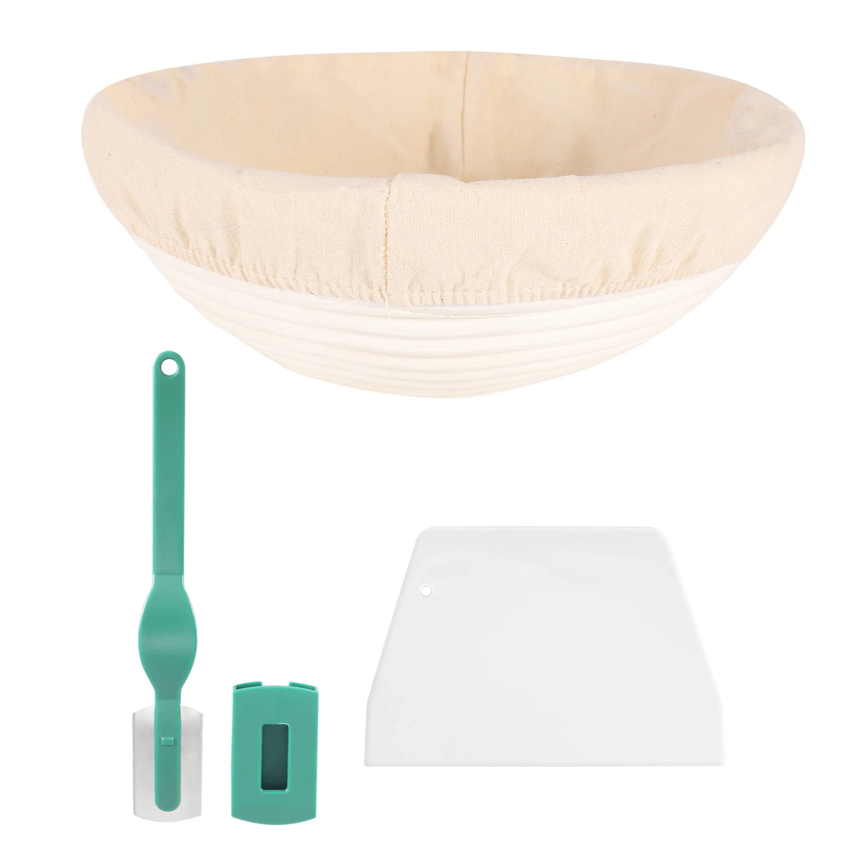 MALL 10 Inch Bread Proofing Basket - Banneton Proofing Basket + Cloth Liner + Dough Scraper + Bread Lame - Sourdough Basket Set