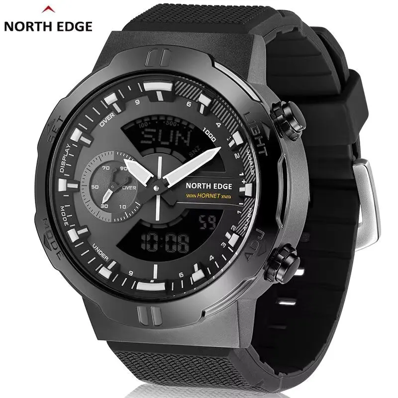 NORTH EDGE 2022 HORNET Men&#039;s Digital Watch Running Cycling Sports Watches Waterproof 50M World Time Speed Illuminator Wristwatch