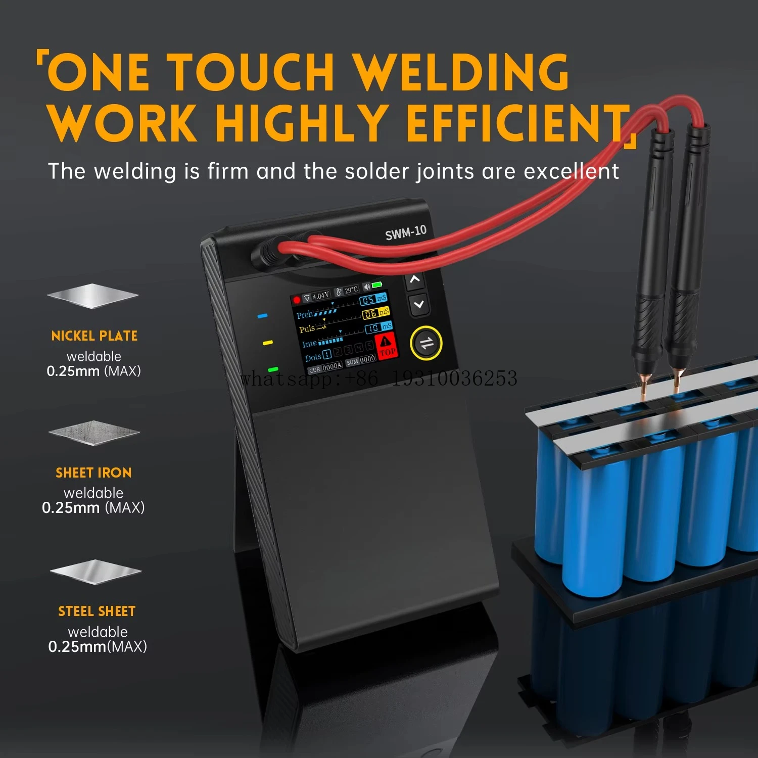 10 Portable Battery Spot Welder DIY Mini Welding Machine 18650 Battery Pack Welding Tool 5000mah Weldable 0.25mm