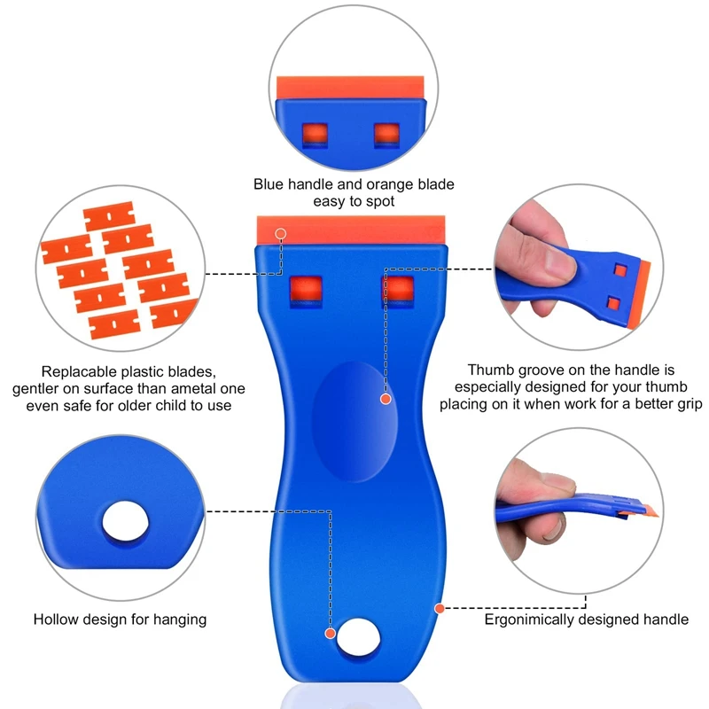 Imagem -04 - Raspador de Lâmina Navalha com 50 Lâminas de Plástico e 30 Lâminas de Metal Raspador de Limpeza para Remoção de Etiqueta