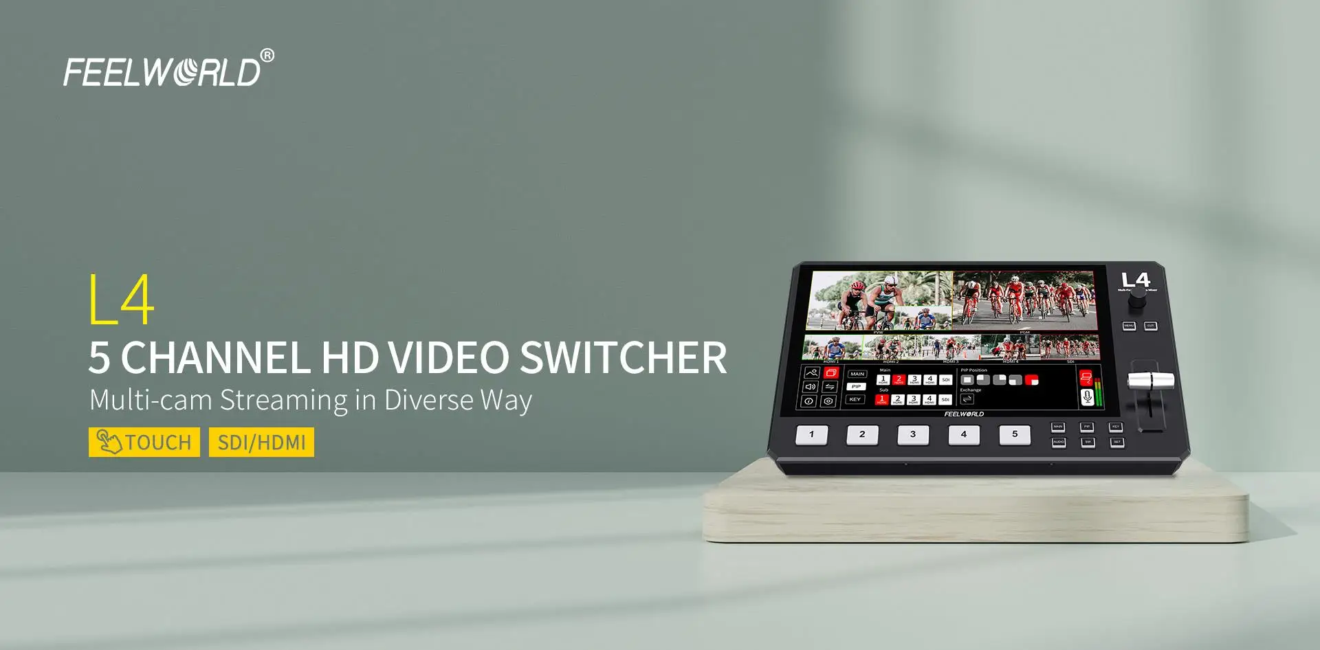 FEELWORLD L4 10.1"Touch Screen USB3.0 Fast Streaming Multi-camera Video Mixer Switcher Multi Format Video Mixer Switcher