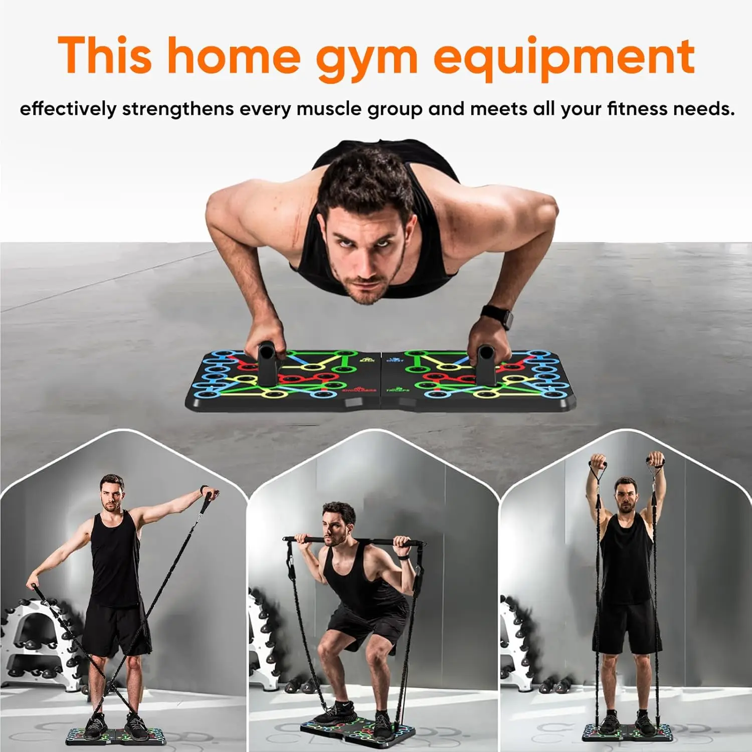 Planche de poussée améliorée, accessoires de fitness à domicile, barre de poussée multifonctionnelle 30 en 2, équipement d'entraînement physique, entraînement de force portable