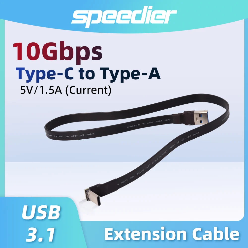 

USB 3.1 Gen2 Type C To Type A Flat Ribbon Data Cable 10Gbs USB-C USB-A Male Female USB-Device FPC FPV Adapter Built in Chassis