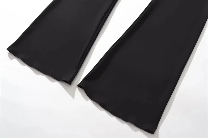 Pop taille basse cordon cloche bas pantalon femmes Sexy coupe ajustée élastique enveloppement autour de pantalons longs Ins Style décontracté mode