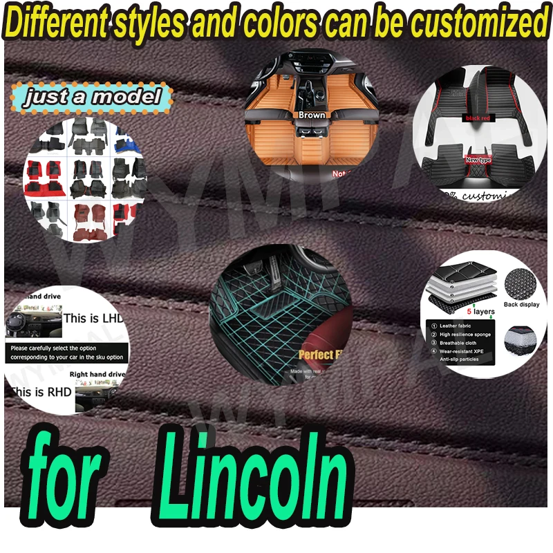 LUXURY Leather Car Floor Mat For  Lincoln MKZ MKS MKC MKX MKT LS Nautilus Continental Navigator Town Car L Corsair Mark7 Aviator