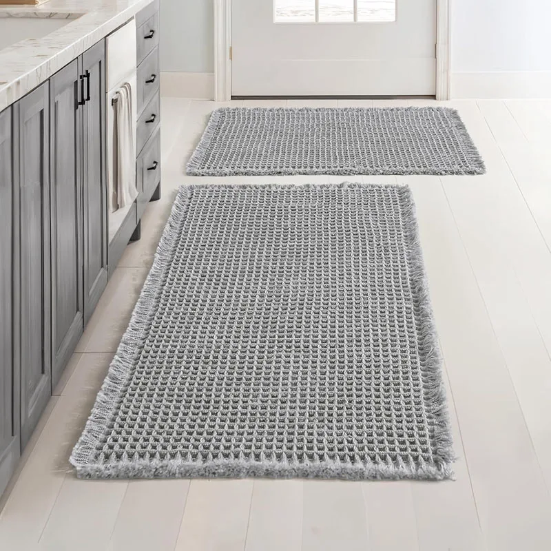 Water Absorb Bath Mat Long Waterproof Kitchen Carpet Anti Slip Floor Mat Waffle Plaid Bathroom Rug Entrance Doormat Machine Wash