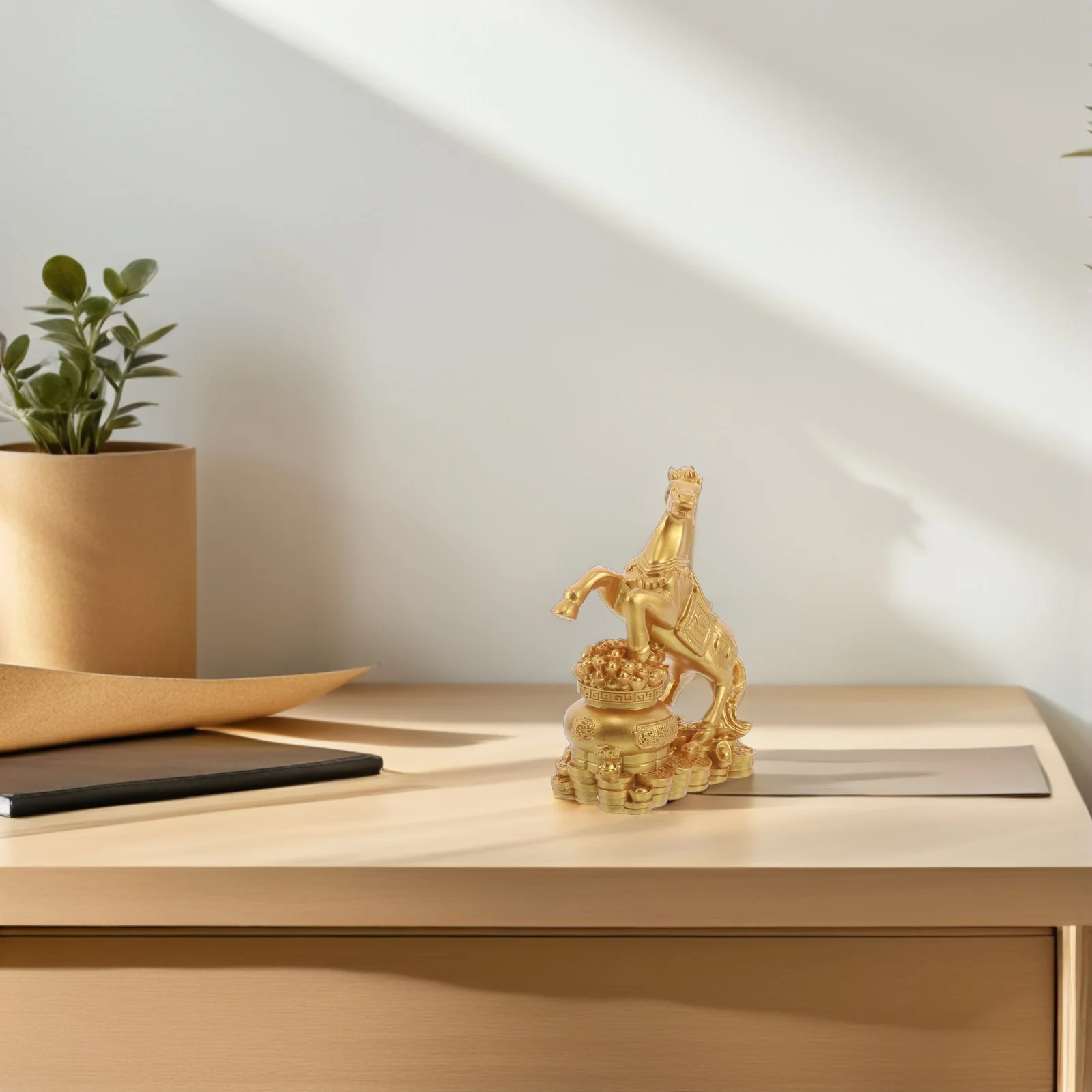 

Chinese New Year Horse Sculpture 2026 Feng Shui Zodiac Standing Resin Horse Statue Desktop Ornament Good Luck Wealth Success