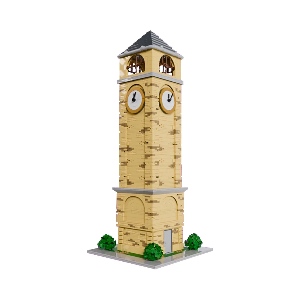 MOC 200147 tours inclinées horloge tour blocs de construction ville rue vue Architecture modèle bricolage assemblé jouet pour enfants cadeau
