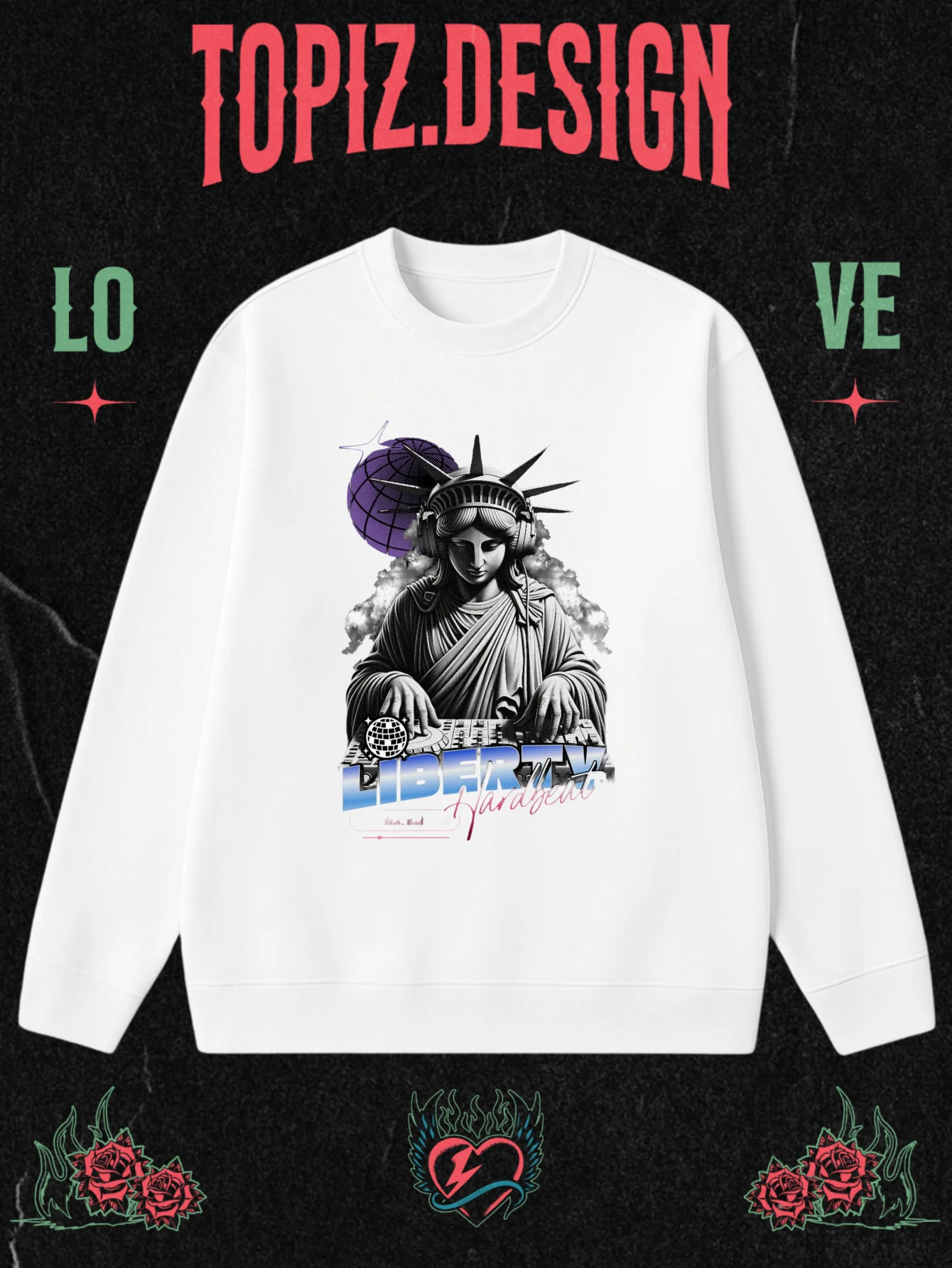 

DJ Portrait Graphic Printing Autumn and Winter Pure Cotton Men's and Women's Sweatshirts Outdoor Sports Leisure Fashion Trend