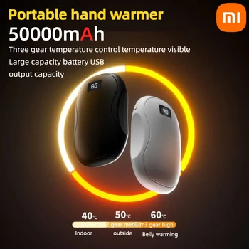 מחמם ידיים נייד Xiaomi בנפח 50000mAh עם תצוגה דיגיטלית, חימום מהיר ובטוח, חימום דו צדדי לחורף