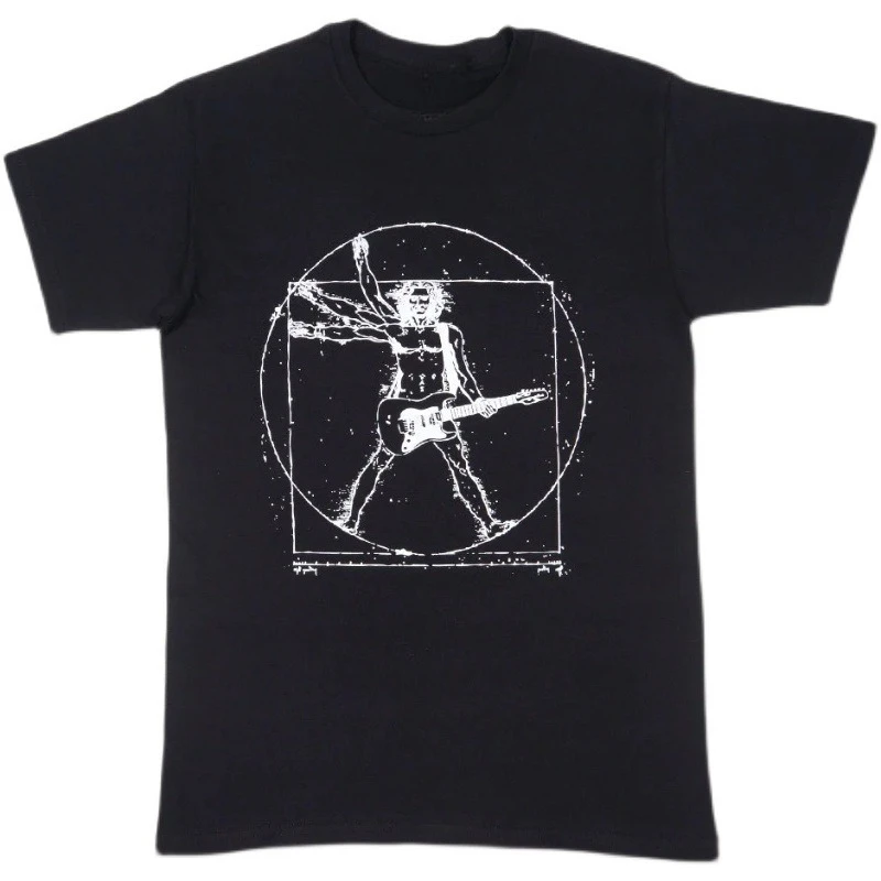 

ROCK MAN Da Vinci Vintage Rocker Engaging Art American Retro Short Sleeve T-Shirt Sports Casual Short Sleeve Popular Half Sleeve