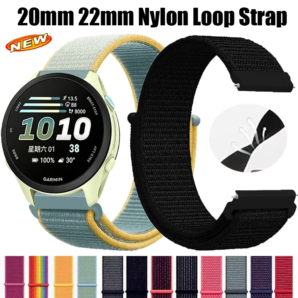 20mm 22mm Nylon-Schlaufenarmband für Garmin Forerunner 170 70 970 570 55 Komfortables Armband Garmin Venu 4 45mm Amazfit Active 3/Max